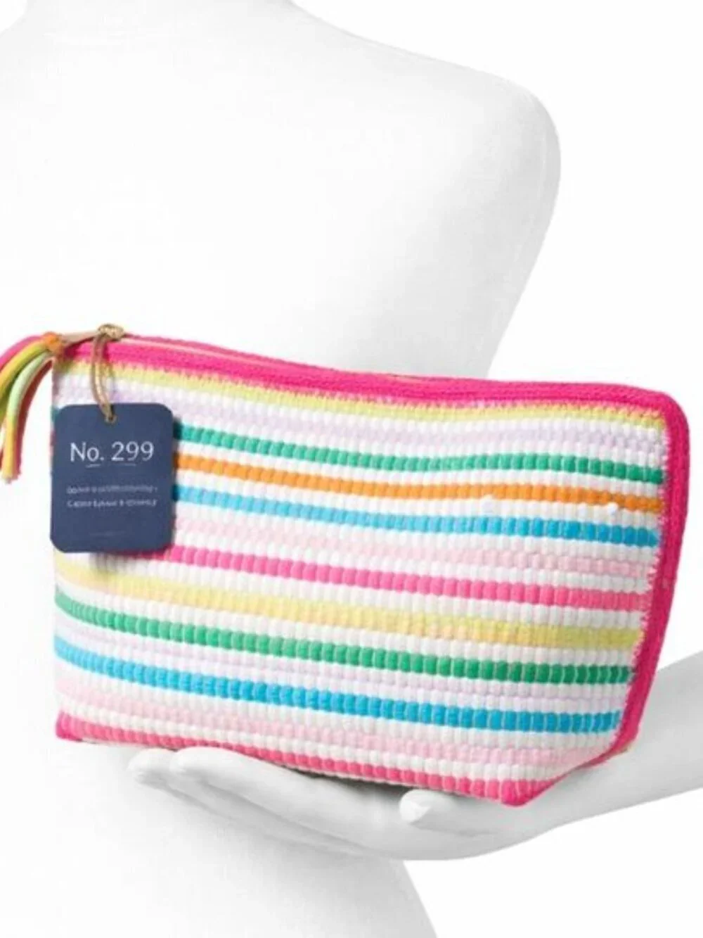 Shiraleah Chiara Multi Stripe Zip Pouch NWT Recycled Cotton Cosmetic Bag